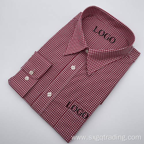 Red checked TC hidden button-down shirt